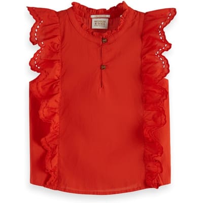 Scotch & Soda Sleeveless Broderie Anglaise Top Lobster Red Größe: 10 | T-Shirts Outlet | kids | Rot