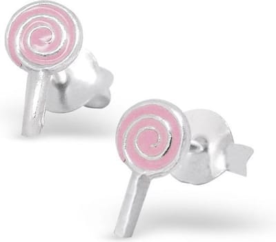Princess Oorbellen Lollipop - 925 Zilver E-Coating - Snoepje - 4x8mm