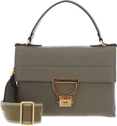 COCCINELLE Leren Handtas Schoudertas Arlettis Signature Handbag Grained Leather Laurel Green Olijfgroen