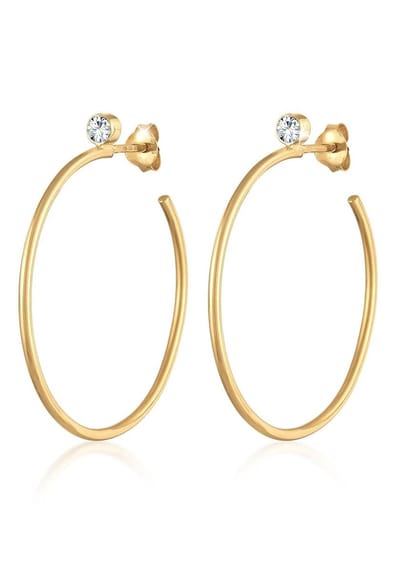 Elli PREMIUM Dames Oorbellen Dames Oorringen Klassiek Basis Trend met Kristallen in 925 Sterling Zilver