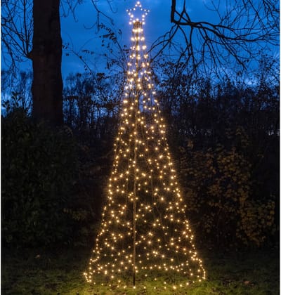 Anna's Collection Vlaggenmast kerstboom met ster - kerstverlichting - 480 leds - 320 cm - warm wit - verlichte kerstboom figuur