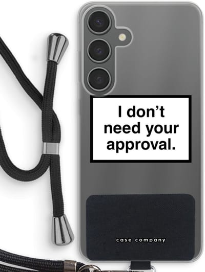 Case Company® - Hoesje met koord geschikt voor Samsung Galaxy S24 Plus hoesje met Koord - Don't need approval - Telefoonhoesje met Zwart Koord - Bescherming aan alle Kanten en Over de Schermrand
