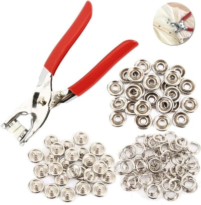 Dailygoods- Drukknopen Set 100 Stuks - Drukknopen met Tang - Naaigoed - Kleding - Creatief Knutselen - Roestvrij Staal - Knopen