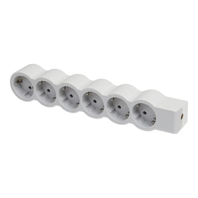 Legrand Stekkerdoos 6x2P+A Zonder Snoer Wit-Grijs (Europese Stekkerdoos) - 694579 [10 stuks]