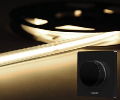 LED Strip COB - 5 Meter - Complete Set - 4000k - Neutraal Wit - 24V - IP65 Waterdicht - 480LED/m - Met Draadloze Mi-Light(MiBoxer) wanddimmer(Zwart)