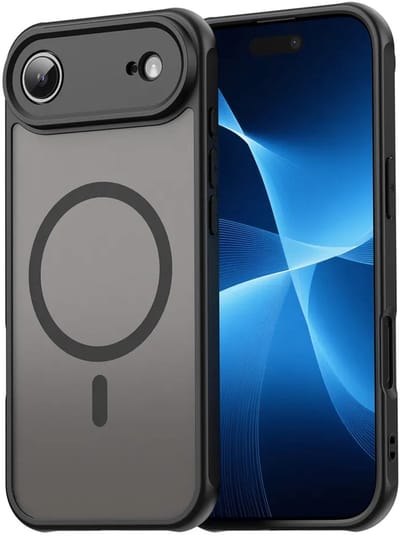 MobyDefend Hoesje - Geschikt voor iPhone Air - Case Geschikt voor MagSafe - Mat Transparant Met Gekleurde Rand - Zwart