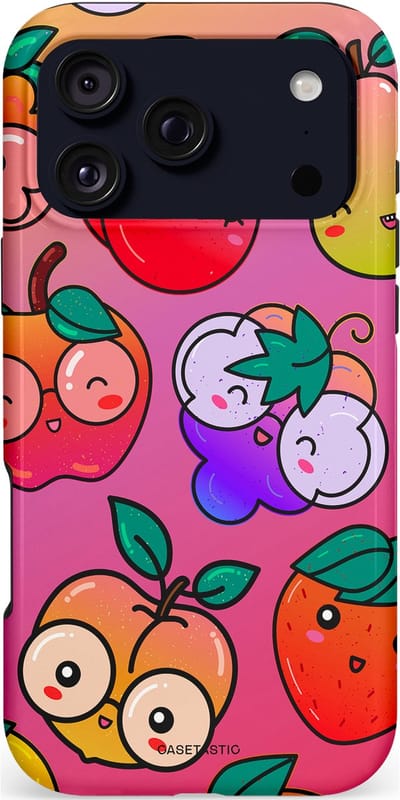Casetastic hoesje geschikt voor Apple iPhone 17 Pro Max - MagSafe - Dubbellaagse bescherming - Fruitige Grapjes - Fashion Case - Koraal Roze Perzik Goud