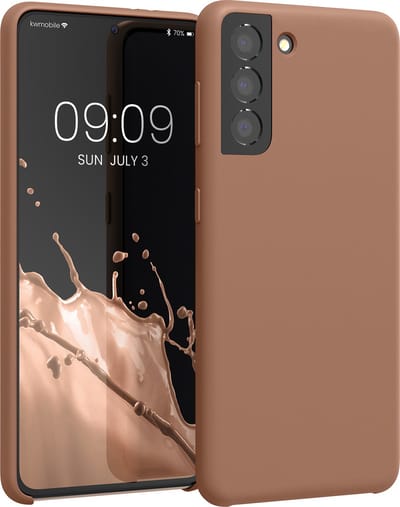 kwmobile telefoonhoesje geschikt voor Samsung Galaxy S21 - Hoesje met siliconen coating - Smartphone case in cappuccino