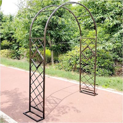 Tuinboog Metaal - Rozenboog Klimplanten - Tuin Aankleden - Gegalvaniseerd Stevig - B240xH230cm - Bruin