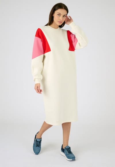 Damart - Sweat-jurk colorblock - Dames - Beige - S