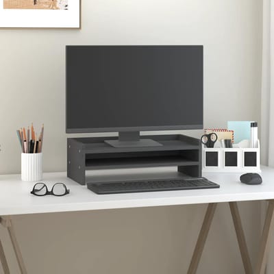 vidaXL - Monitorstandaard - 50x24x16 - cm - massief - grenenhout - grijs