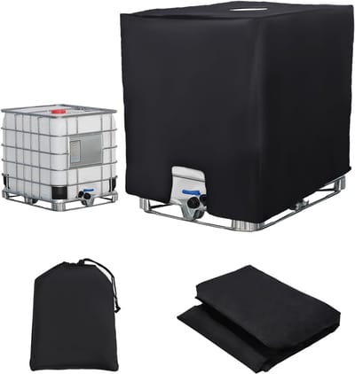 Famanu - IBC tankhoes 1000L anti-UV beschermhoes waterdichte afdekking zwart