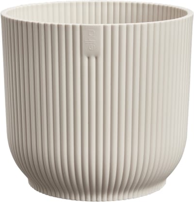 Elho Vibes Fold Rond Mini 9 - Bloempot voor Binnen - 100% Gerecycled Plastic - Ø 9.3 x H 8.8 cm - Linen white