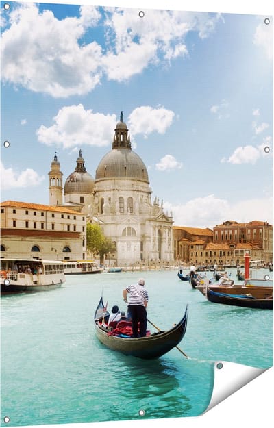 Gards Tuinposter Basiliek San Marco in Veneti� op het Water - 90x120 cm - Tuindoek - Tuindecoratie - Wanddecoratie buiten - Tuinschilderij