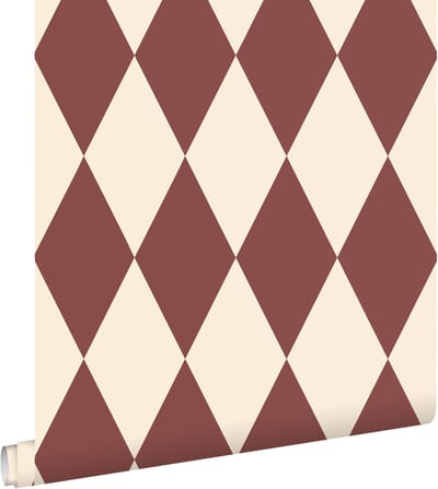 ESTAhome behang ruiten donker paars en beige - 50 x 900 cm - 131918