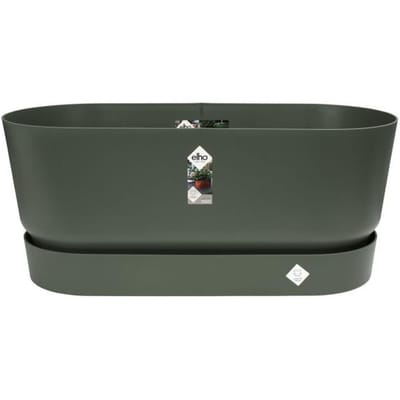 Elho Greenville Terrace Trough met Wielen - Plantenbak met Waterreservoir - 100% Gerecycled Plastic - L78 x B35 x H33.5 cm - Blad groen