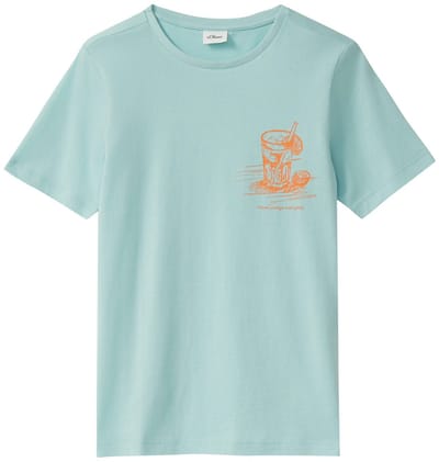 T-shirt van jersey met druk vooraan rechte snit kind s.Oliver
