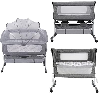 Comfortabel Babybed met Slaap- en Wiegestand en Muskietennet (0-36 Maanden)