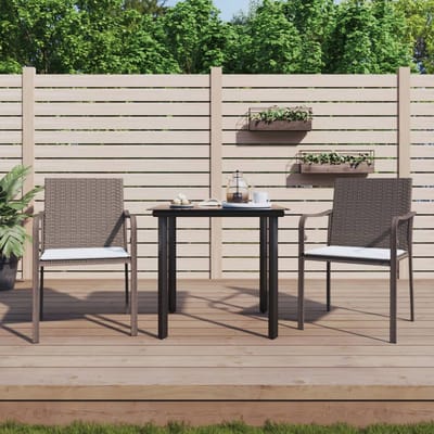 vidaXL - 3-delige - Tuinset - met - kussens - poly - rattan - en - staal