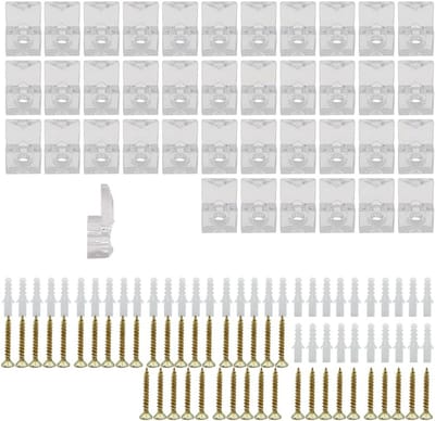 Set van 40 Spiegelglas Klemmen, Plastic Klemmen voor het Bevestigen van 4mm Dikke Glasdeuren en Spiegels, Inclusief Hangset