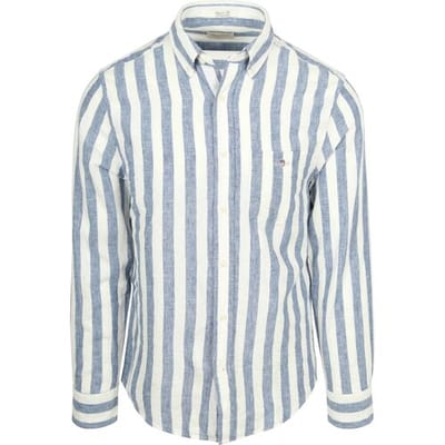 Overhemd Lange Mouw Gant Cotton Linen Overhemd Streep Blauw