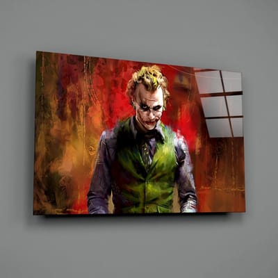 Glasschilderij - Joker - Moderne Wanddecoratie - Woonkamer - Slaapkamer - 72x46 cm