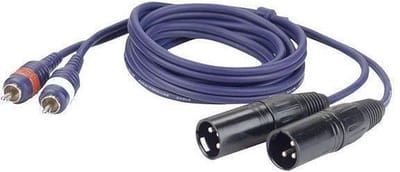 DAP Audio XLR naar RCA Kabel 1,5m - 2x XLR Male naar 2x RCA (Tulp) overgangskabel - 1,5m