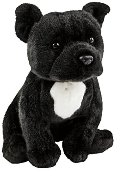 Knuffeldier hond 30 cm - Zwart pluche met witte borst vlek