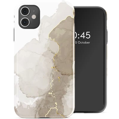 Selencia Hoesje - Geschikt voor Apple iPhone 11 - Backcover - Marble Light Brown