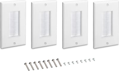 Kwmobile kabeldoorvoer - Set van 4 - Afdekking met borstels voor kabels - Wegwerking van kabels - Kabelbox voor DIY projecten - Wit