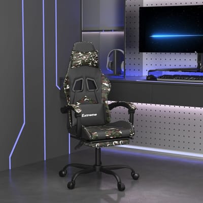 vidaXL - Gamestoel - draaibaar - met - voetensteun - kunstleer - zwart&camouflage