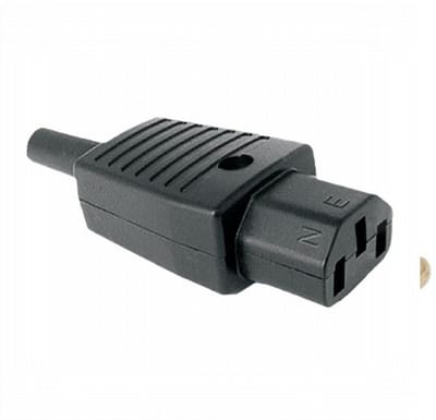 IEC C13 Netsnoer Bus met Trekontlasting – AC Socket Female 10A 250V – Apparatuur Aansluiting – Kunststof Zwart 1 Stuks [05234]