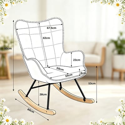 Schommelstoel - Ergonomische Fauteuil Met Hoge Rugleuning En Armleuningen - Voor Lezen En Ontspannen - Fluweel Donkergrijs