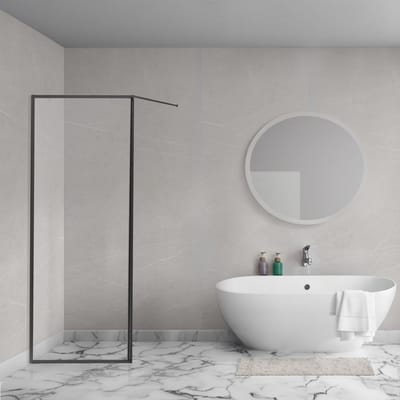 Aqua Vista Diasi inloopdouche - 60x200cm - 8mm - helder nano coating glas - frame - mat zwart