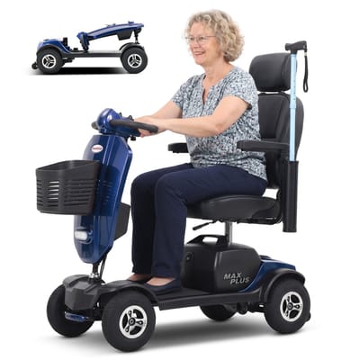Sweetrich MAX PLUS Comfort Scootmobiel – 4 Wielen – 9” Luchtbanden – 25 km Bereik – 20Ah Accu – 136 kg – Blauw