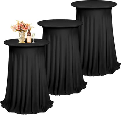 Statafelhoezen Spandex Stretch 3 Stuks - Zwart - Voor Bistrotafels Ø 80-85 cm