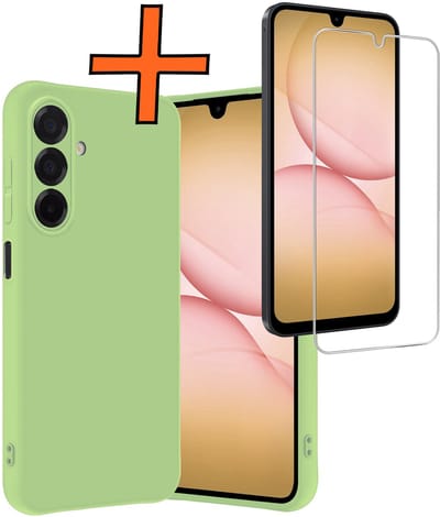 Hoes - Met Screenprotector - Geschikt voor Samsung Galaxy A17 - Sterk & Shockproof - Back Cover - Siliconen Case - Telefoon Hoes - Groen