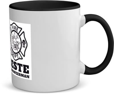 Akyol - beste brandweerman koffiemok - theemok - zwart - Beste brandweerman - firefighter - cadeau - 350 ML inhoud