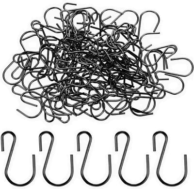 S-haken van 2,5 cm om op te hangen, metalen S-vormige haken voor het ophangen van sieraden, kleine keukengerei, potplanten (zwart)