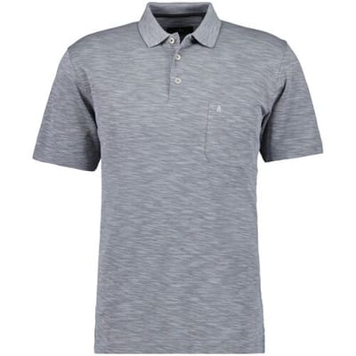 Ragman Polo Soft Knit Fine Stripe Flame Design Grijs Melange / male