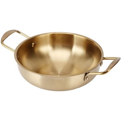 Pot à Ramen Coréen Doré en Acier Inoxydable Pot à Nouilles Pot de Cuisine Portatif pour la Maison 18 cm 7,1 pouces