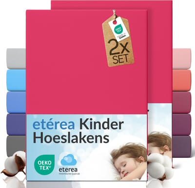 etérea Jersey hoeslaken 2-pack 60x120-70x140 cm (hoek 15 cm) 100% katoen - Pink