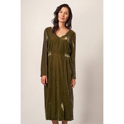 White Stuff Nadia Velvet Dre Dark Chartreuse Maat: 10 | Midi Jurken Outlet | Dames | Groen