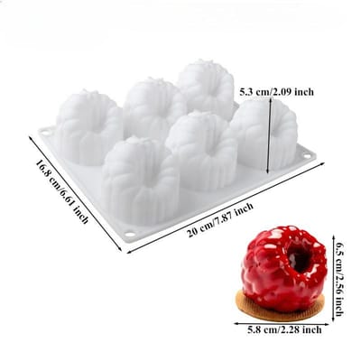 6 Roosters Frambozen Fruit Mousse Taartvorm Siliconen Vorm Zoete Dessert Tool white