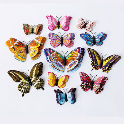12x Vlinders 3D - Muurvlinders - Vlinder decoratie muur - Glow in the dark - Magnetisch - Vlinderstickers - Muurstickers - Butterfly wall sticker - Vlinders in kamer - 3D stickers met magneet - Jonyx