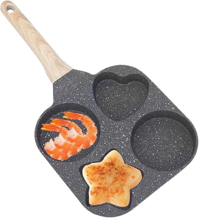 Omeletmachine - Eierpan Vormpjes - Ontbijt Maken - Vier Verschillende Vormen - 18 cm - Zwart
