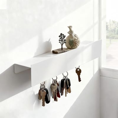 Moderne Sleutelhanger en Wandplank, Eenvoudig te Monteren voor Hal, Slaapkamer en Woonkamer met Opbergruimte