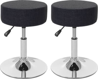 Set van 2 krukken MCW-C22, kruk make-up kruk, in hoogte verstelbaar Ø 35cm ~ textiel, donkergrijs
