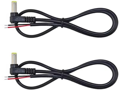 Extensionkabel 1 m DC5521 5.5 x 2.1 mm, 90 Graden Hoekstuk, 22 AWG, Voor Monitoren, LED Strips en Beveiligingscamera's