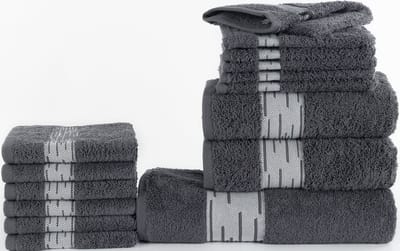 Homéé 15 delige baddoekenset Essentials 1 badlaken 2 handdoeken 6 gastendoekjes 6 washandjes antraciet 100% katoen 550g. m